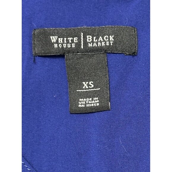 White House Black Market WHBM Sleeveless Blue Ruffle V-neck Smocked Waist Dress - Picture 3 of 6